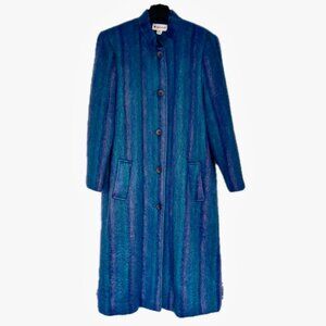 Mohair Long Coat Bright Purple & Blue Vintage 80s 90s USA Made Quality Wool